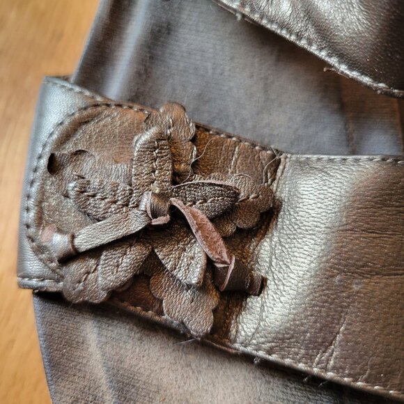 Dansko Bronze‎ Brown Leather Floral Sandals 39 DONNA 8.5 9 - Picture 8 of 9